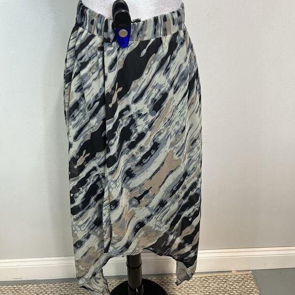 Robert Louis Skirt size Extra Large Black Gray Sheer A Line Scarf Sheer Boho - Picture 9 of 10